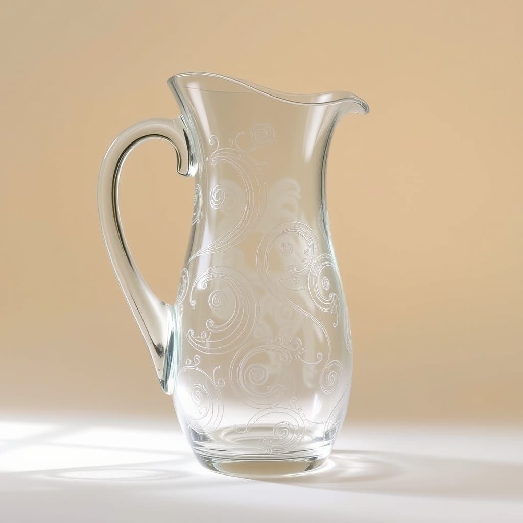 Ethereal Glass Pitcher in Soft, Creamy Light
