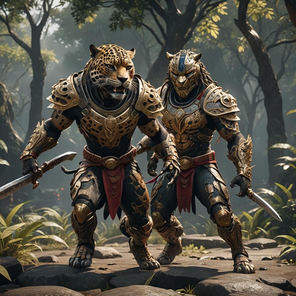 Detailed Jaguar Warrior in 3D Cinematic Style