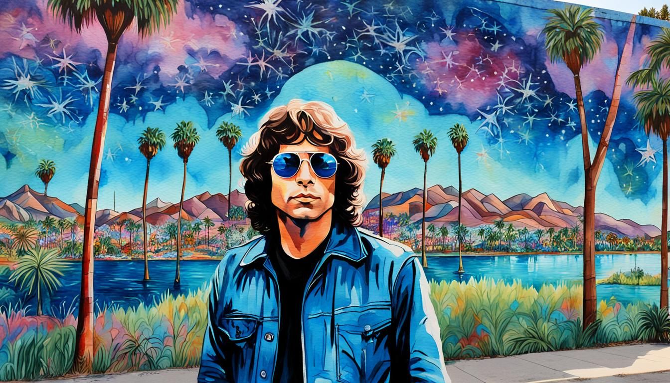 Jim Morrison in South LA: Watercolor Portrait