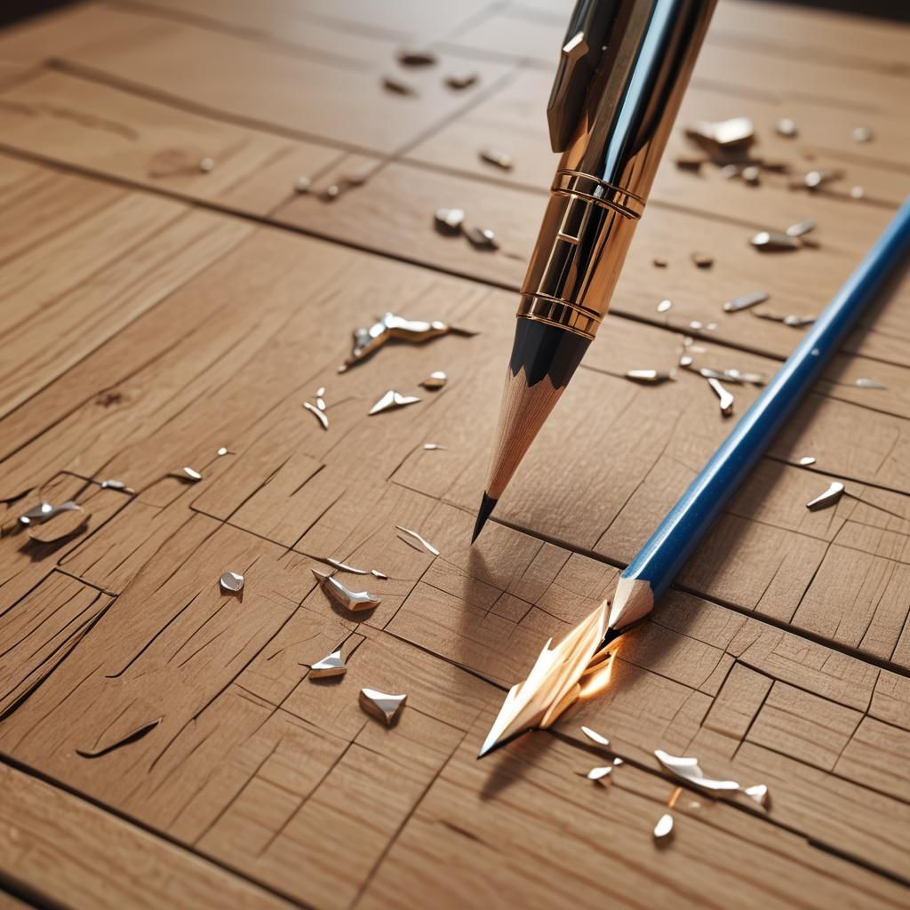 Hyper-Realistic 3D Anime Pencil on Wooden Table
