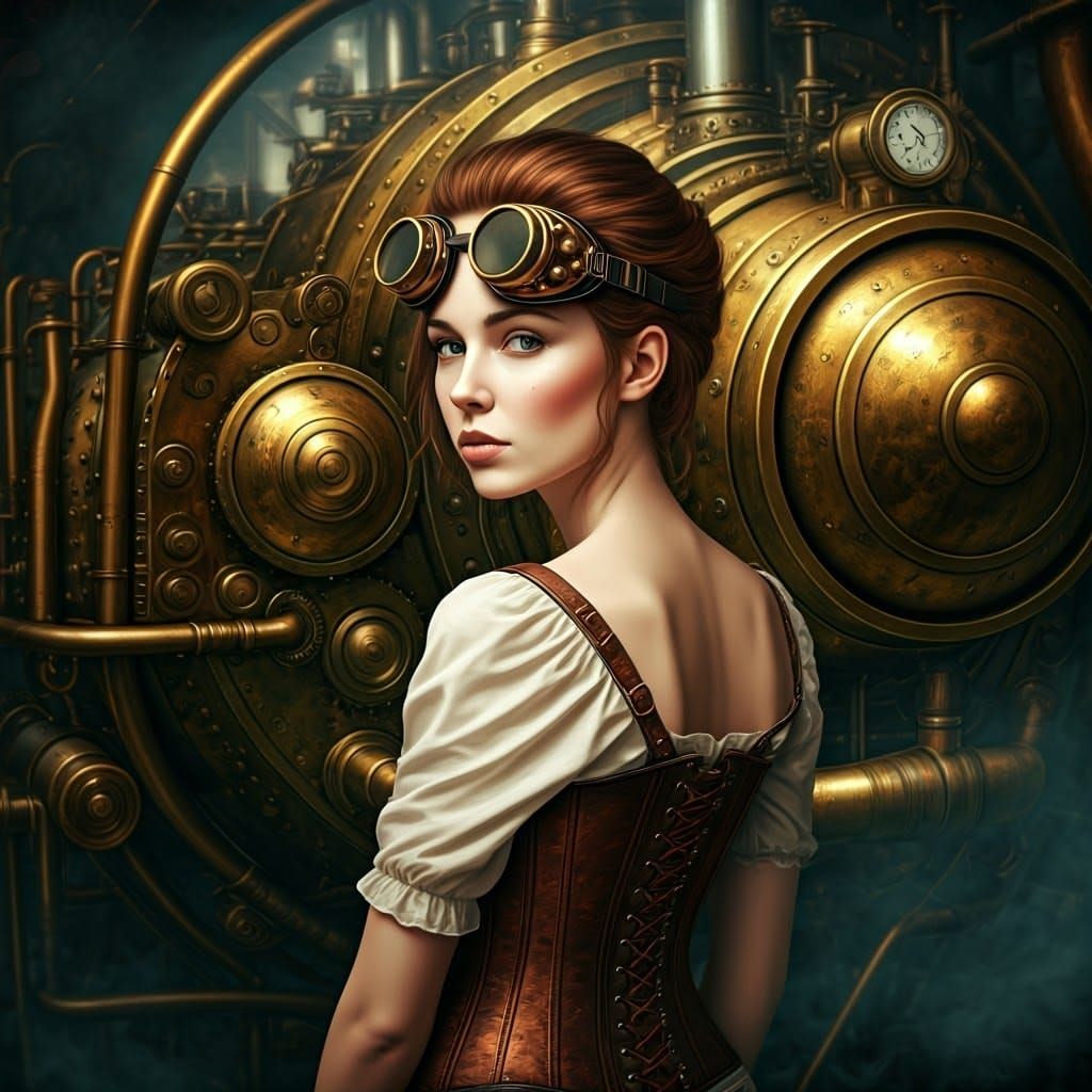 Steampunk Beauty in Industrial Noir