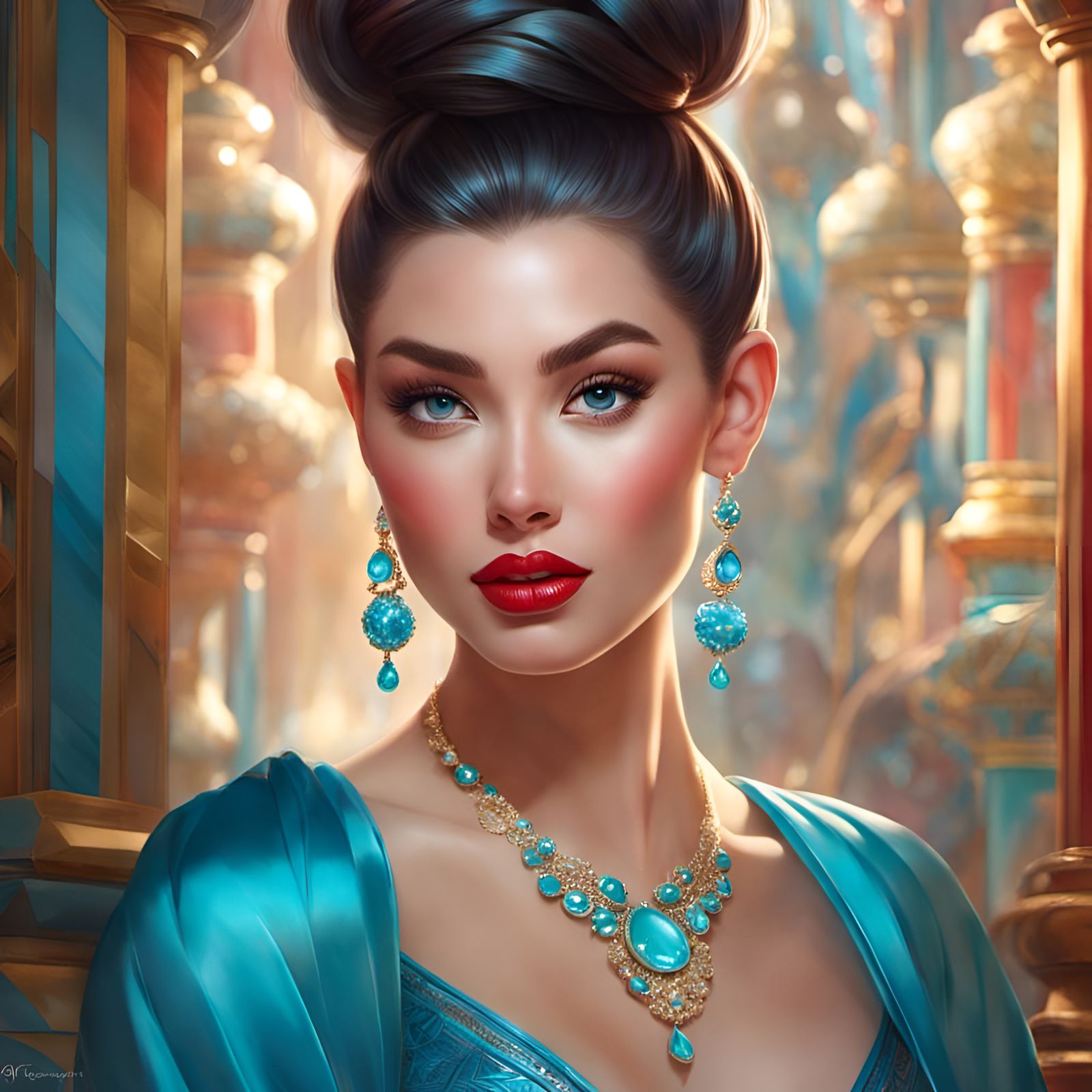 Jeweled Top Knots: Hyper-Detailed 3D Portrait