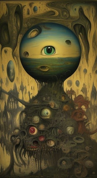 Surreal World with Funny Figures and Swaddled Babies