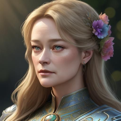 Cybill Shepherd Portrait in Art Nouveau Style