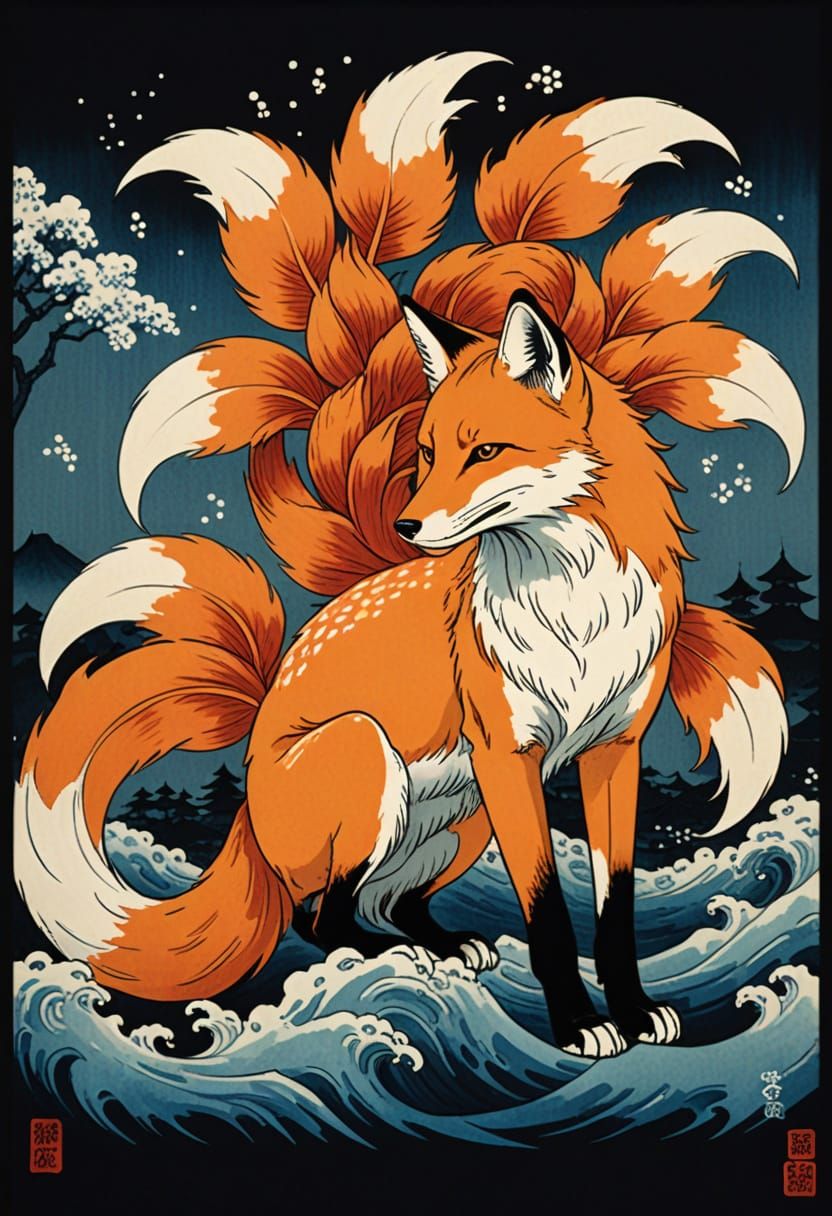Kitsune in Traditional Japanese Woodblock Art