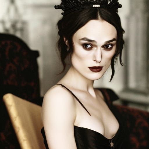 Gothic Dark Queen Playing Chess: Hyperdetailed Portrait