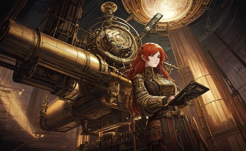 Steampunk Spaceship Pilot in Asteroid Belt