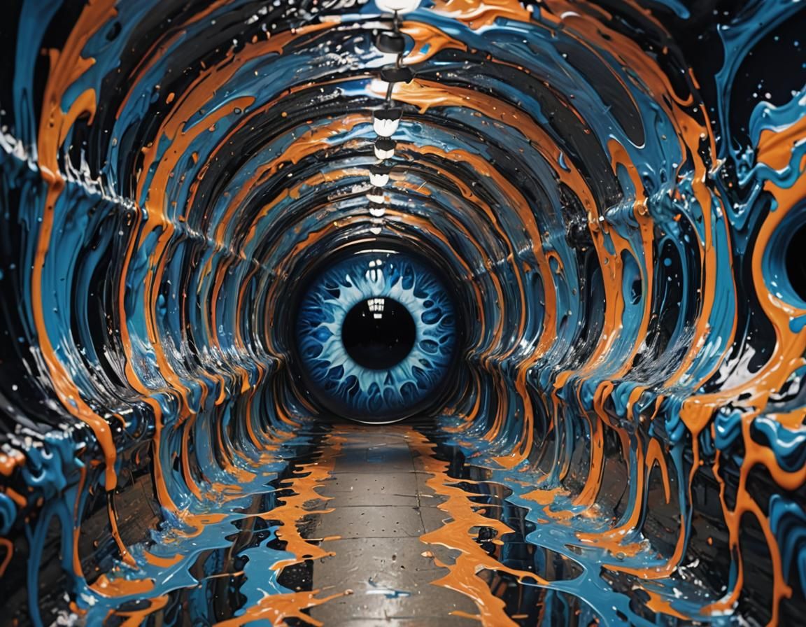 Mesmerizing Eye Tunnel in a Sea of Paint