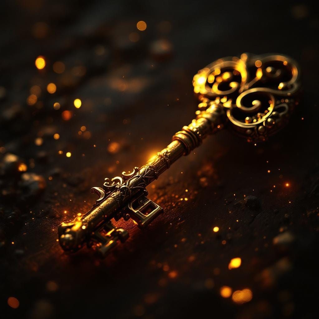Ornate Skeleton Key in Photorealistic Macro View