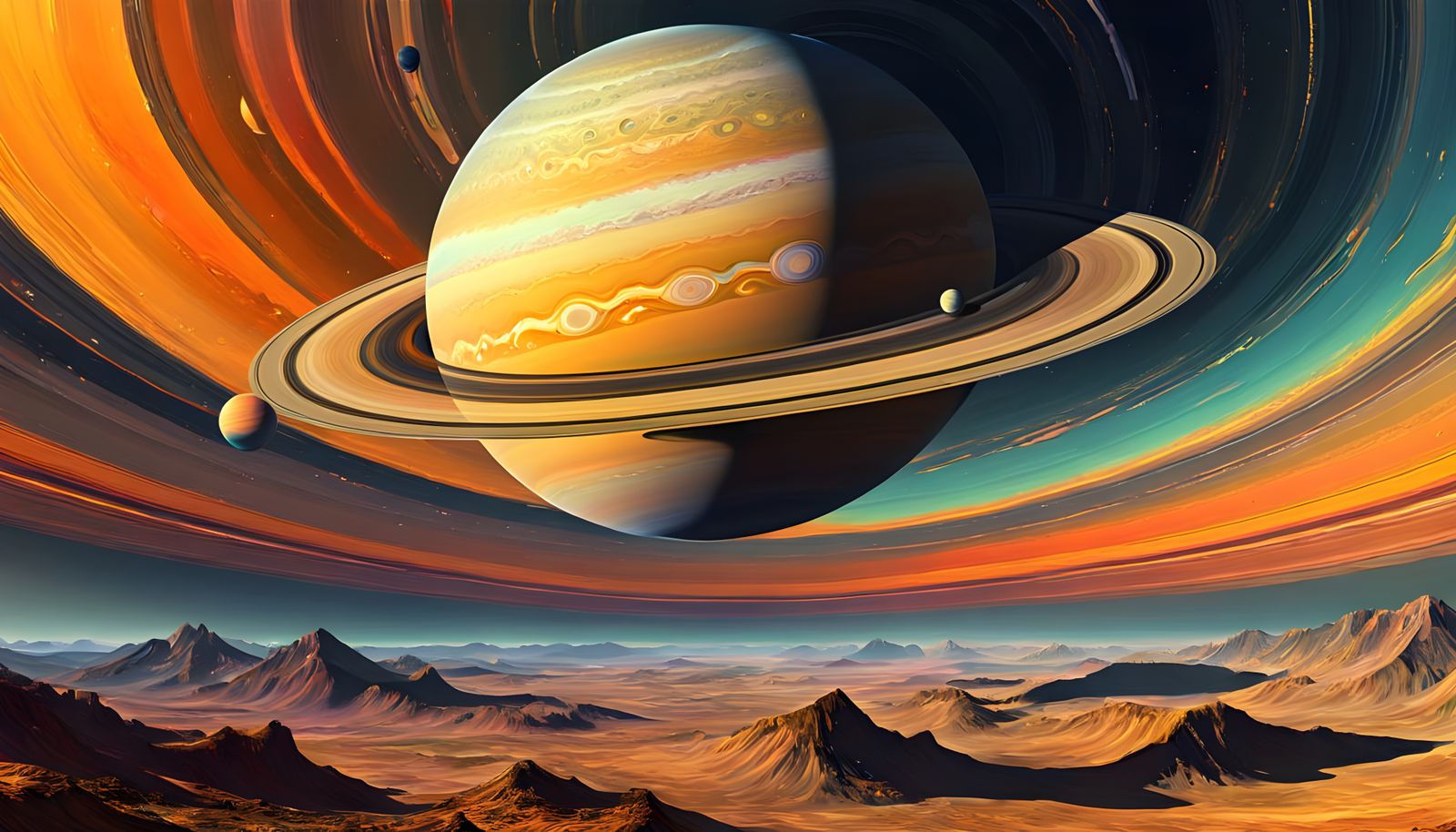 Saturn's Rings: Neo-Impressionist Expressionist Digital Pain...