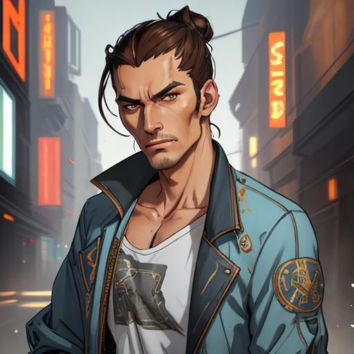 Young Man with Man Bun: Hyperdetailed Portrait