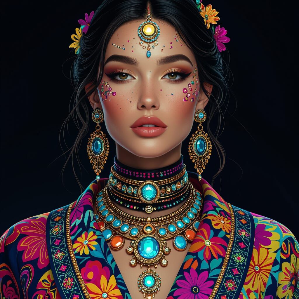 Hyperrealistic Woman in Futuristic Attire with Intricate Det...