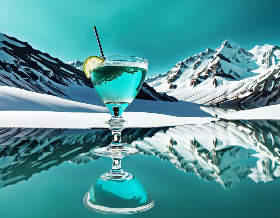 Cocktail Reflecting Aurora Over Turquoise Lake