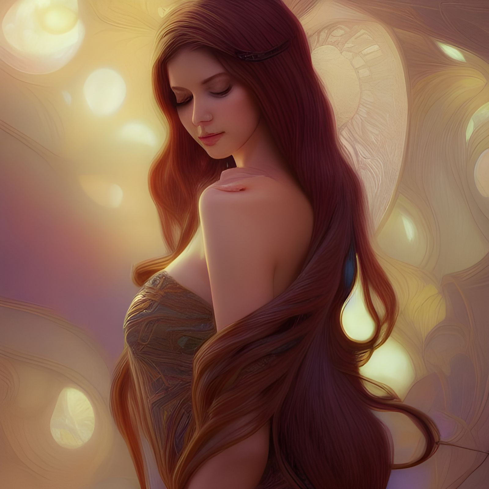 Beautiful Woman, Digital Painting with Prismatic Coloring