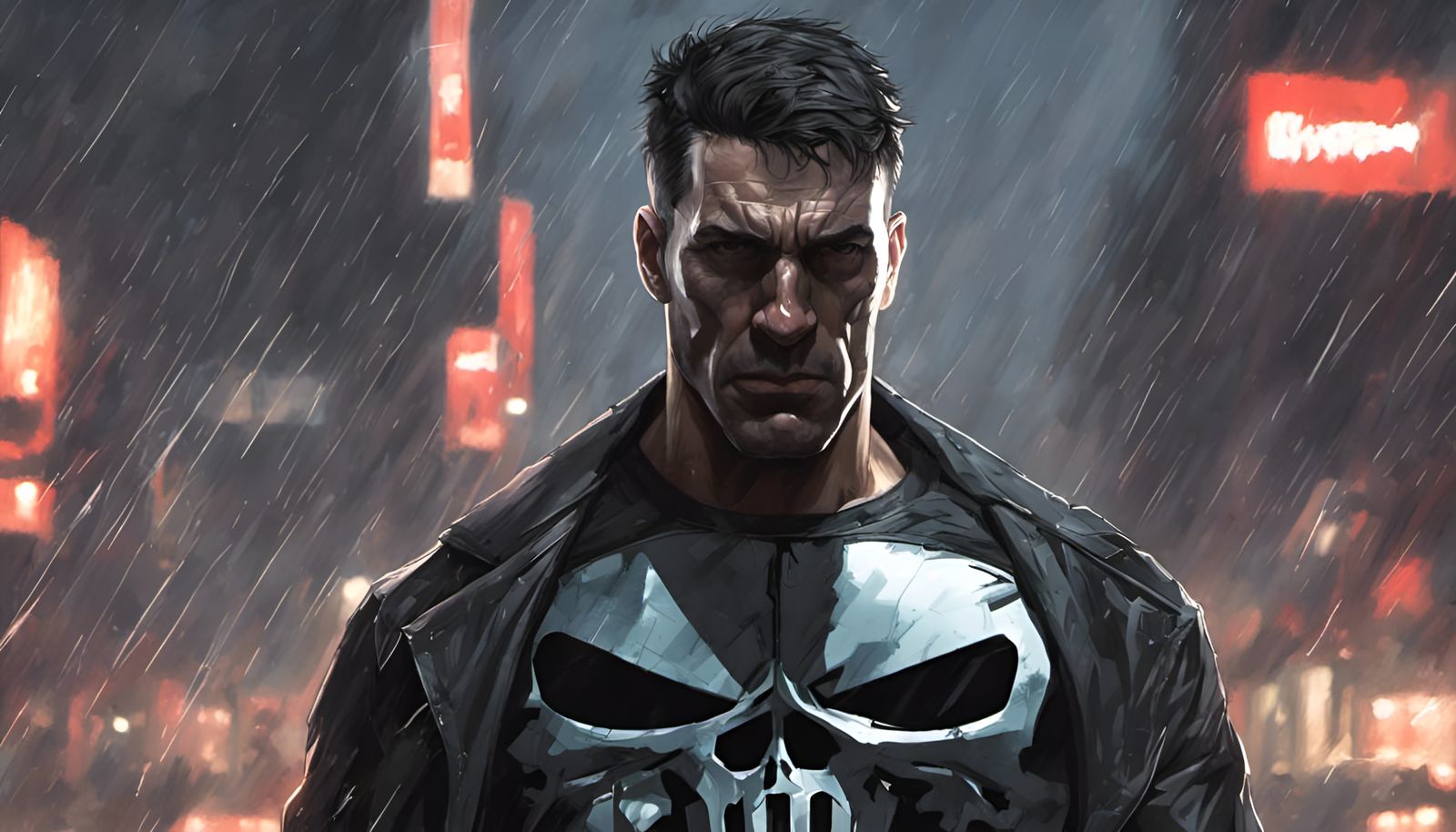 The Punisher Portrait in Modern Urban Landscape