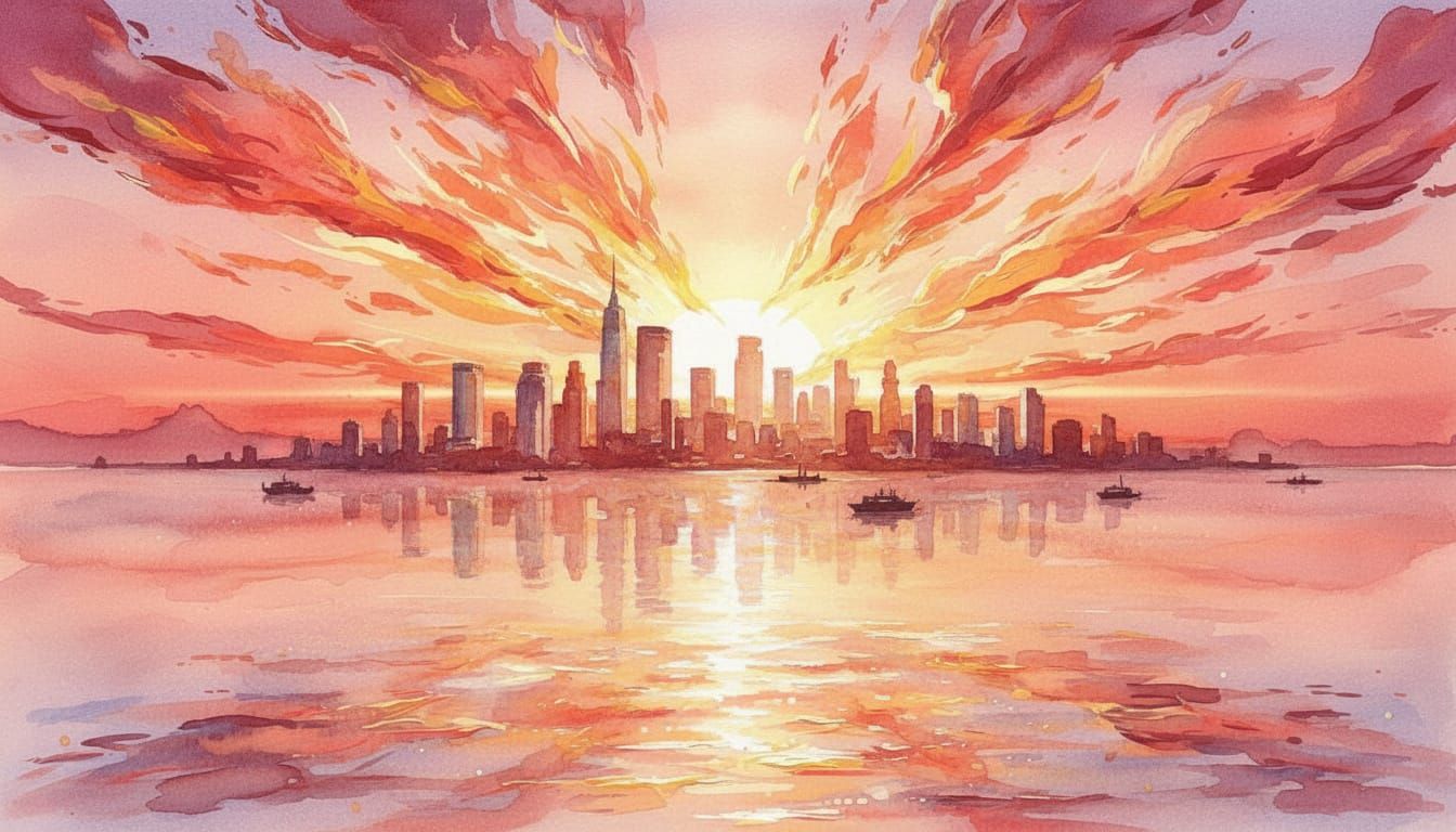 Futuristic Cityscape at Sunset