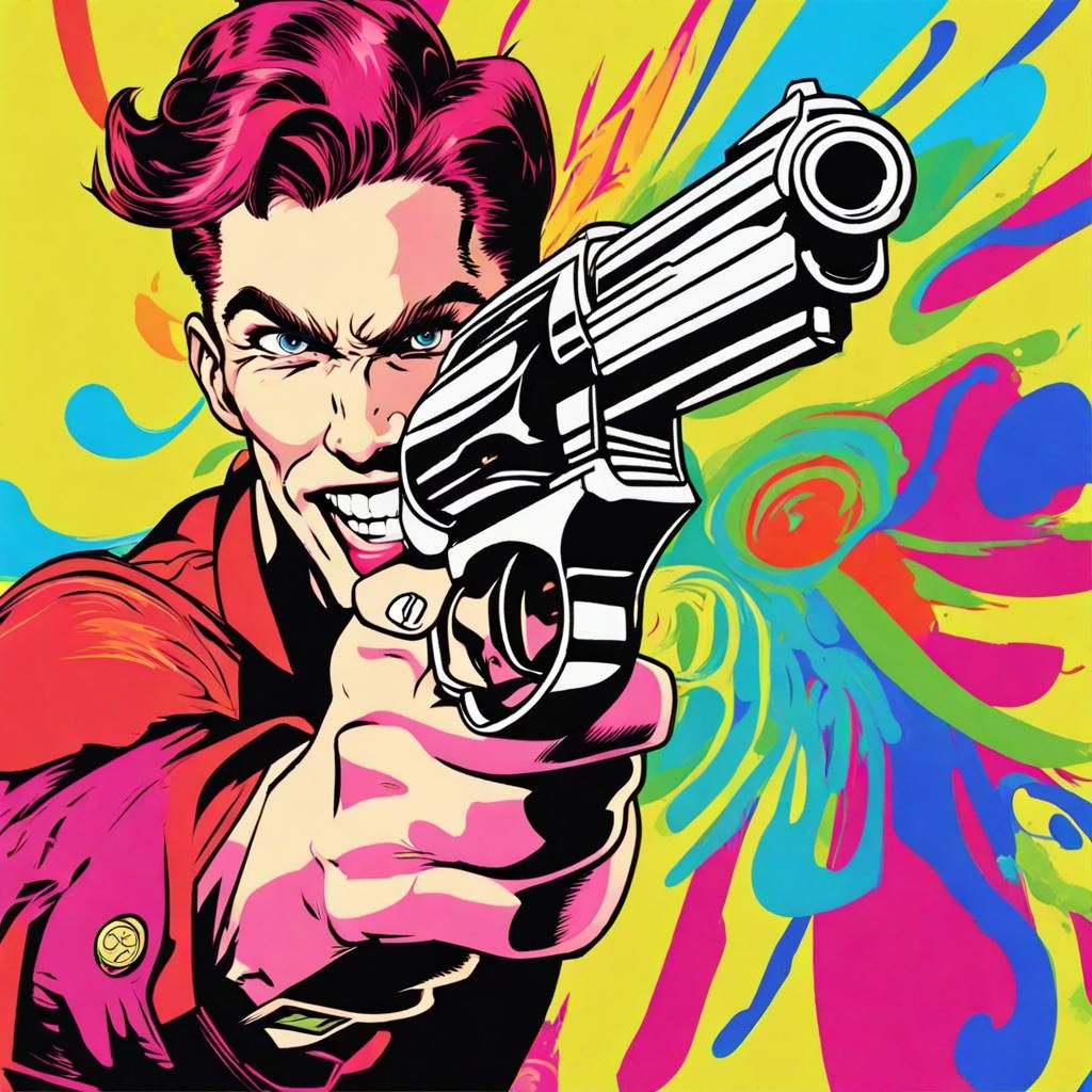 Pop Art Pistol with Pow Pow Graphic