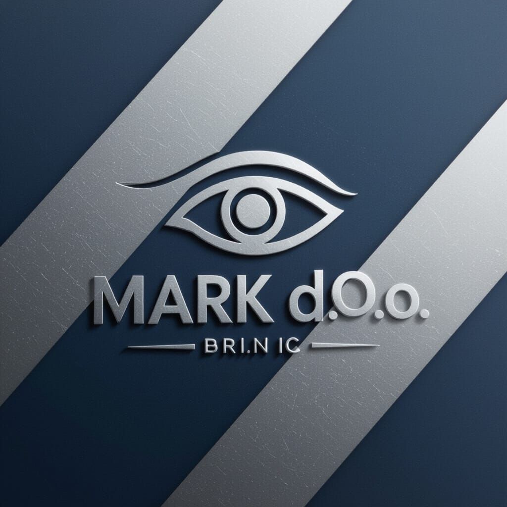 Minimalist Eye Logo for Mark d.o.o. in Blue & Silver