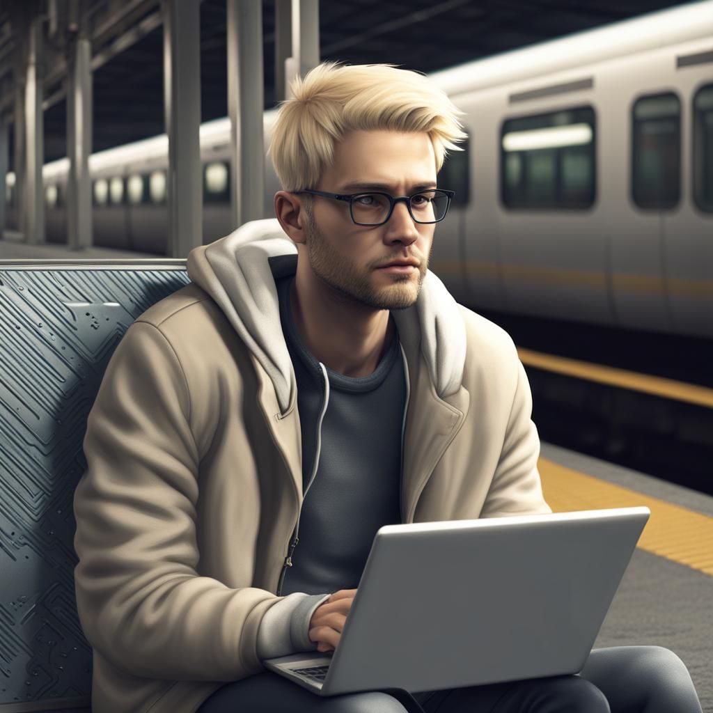 Hacker Waiting for NYC Train, Ultra Realistic Render