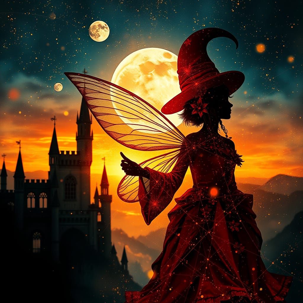 Surreal Fairytale Enchantress in Golden Splendor