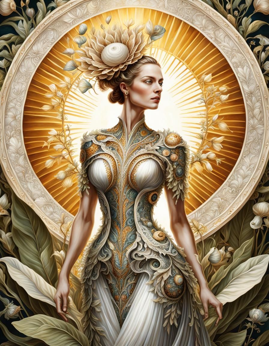 Botanical Art: Woman in Elaborate Snail Dress