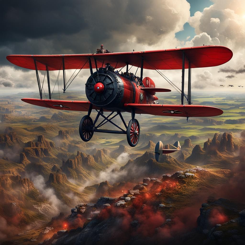Red Baron's Triplane Over No Man's Land