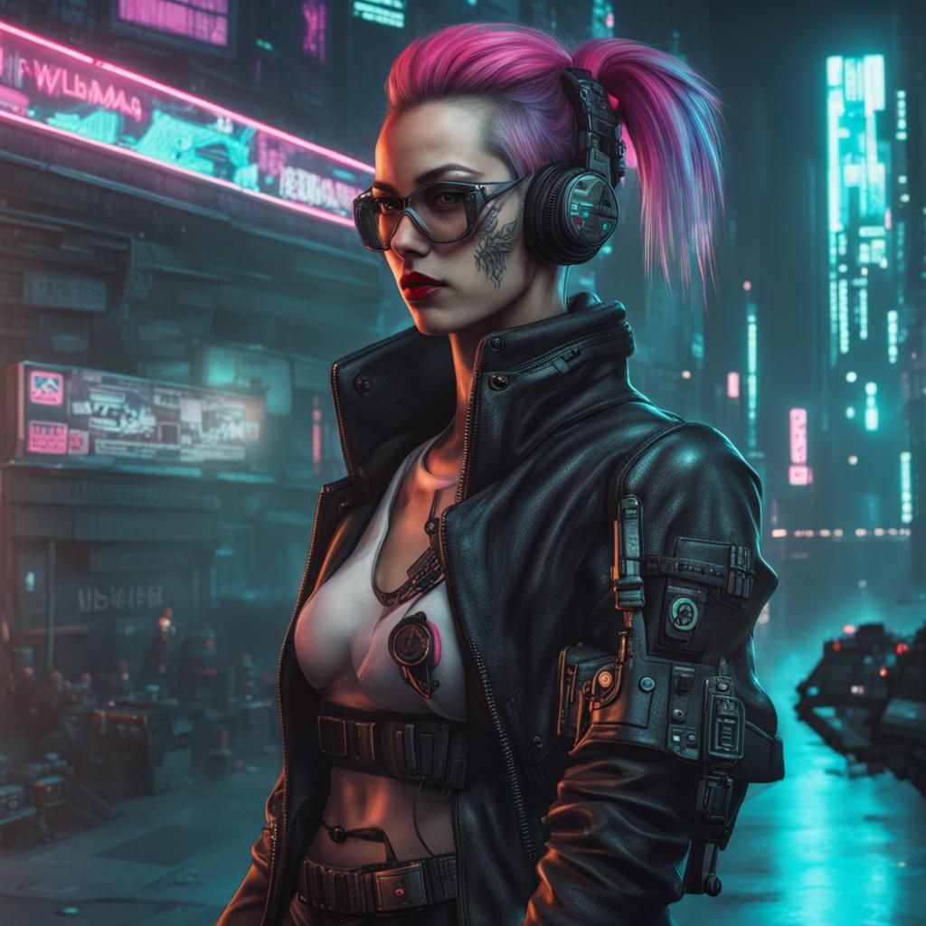 Cyberpunk Female Character in Urban Setting