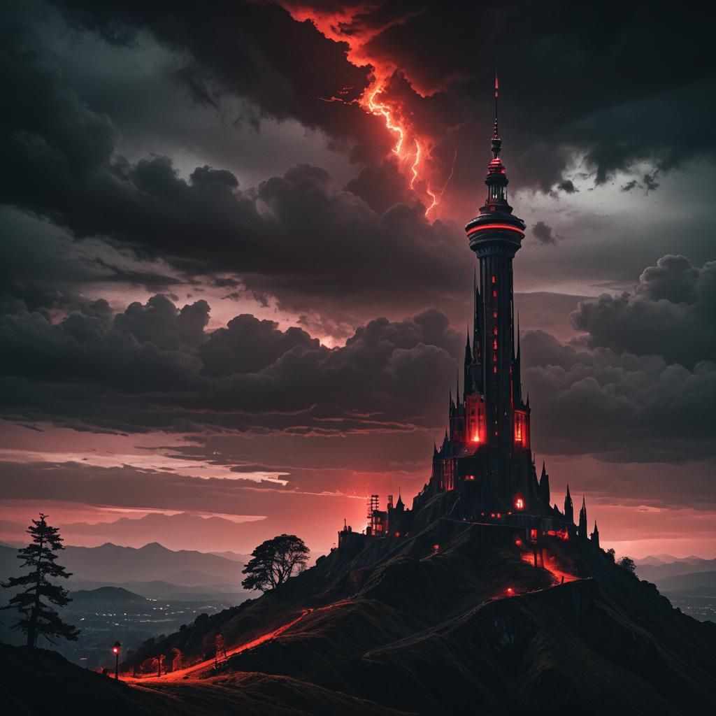 Sky Tower in Dark Fantasy Digital Art