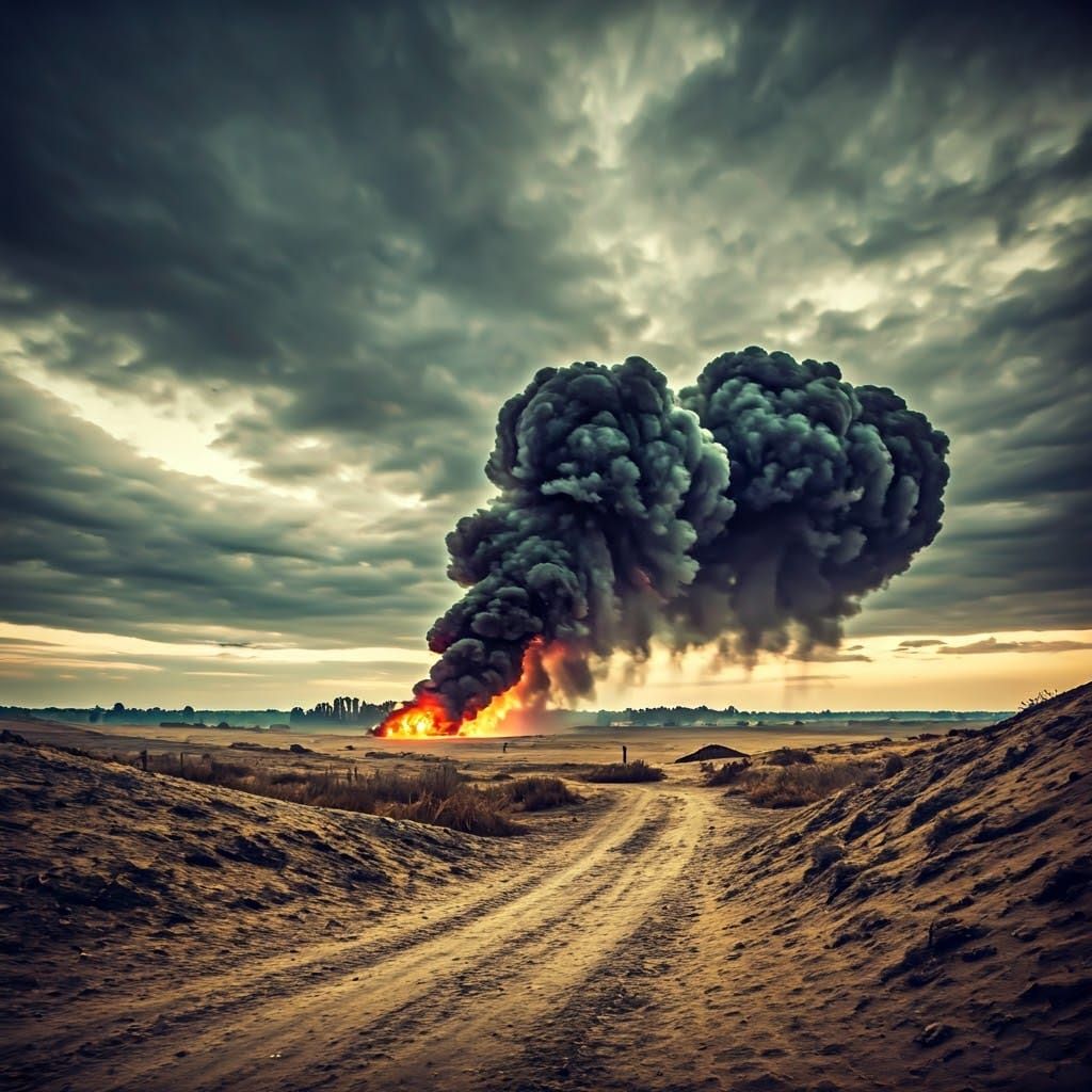 War-Torn Landscape with Cinematic Lighting