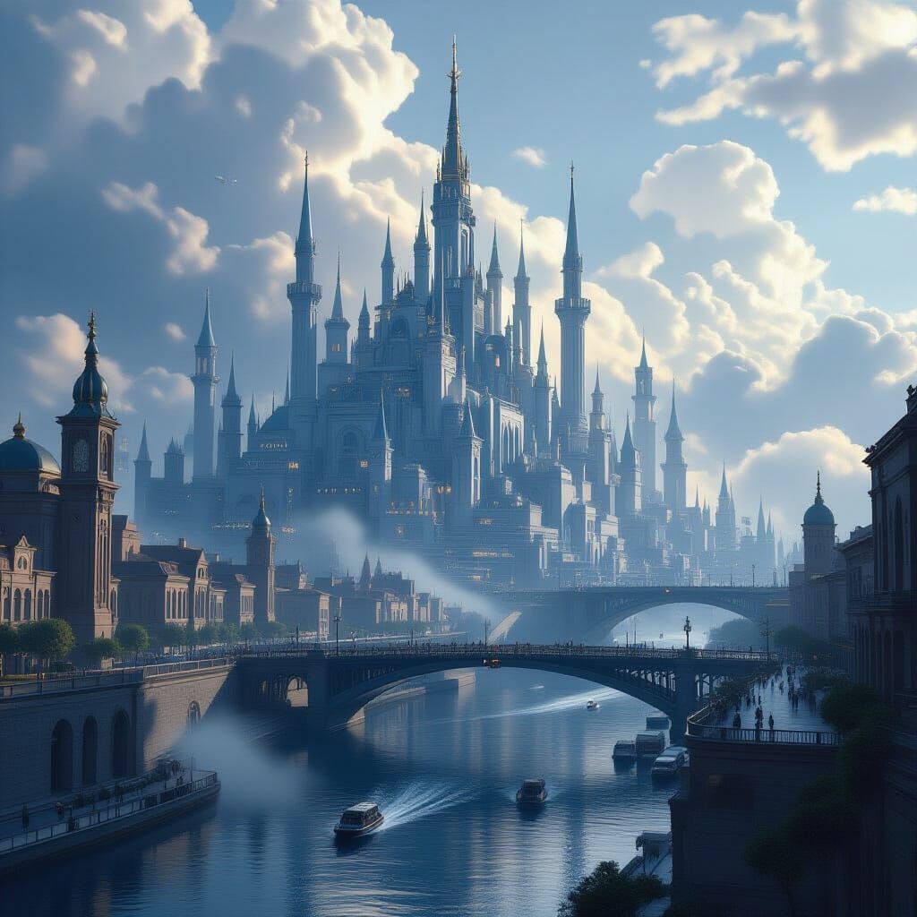 Epic Contemporary Cityscape in Dramatic Digital Matte Painti...