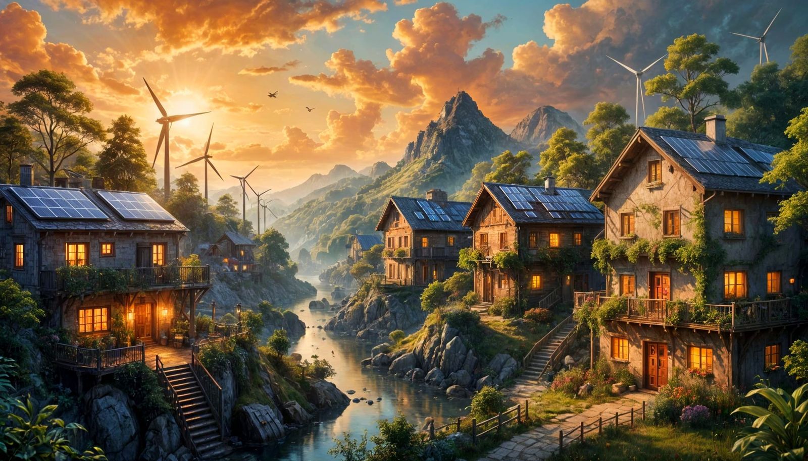 Surreal Solarpunk Oasis with Nature-Inspired Architecture