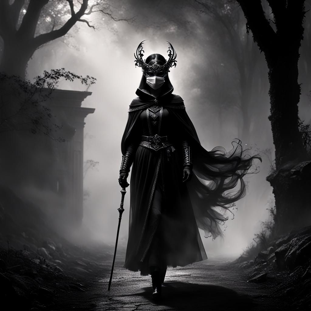 Mysterious Masked Lady Emerges from Shadow