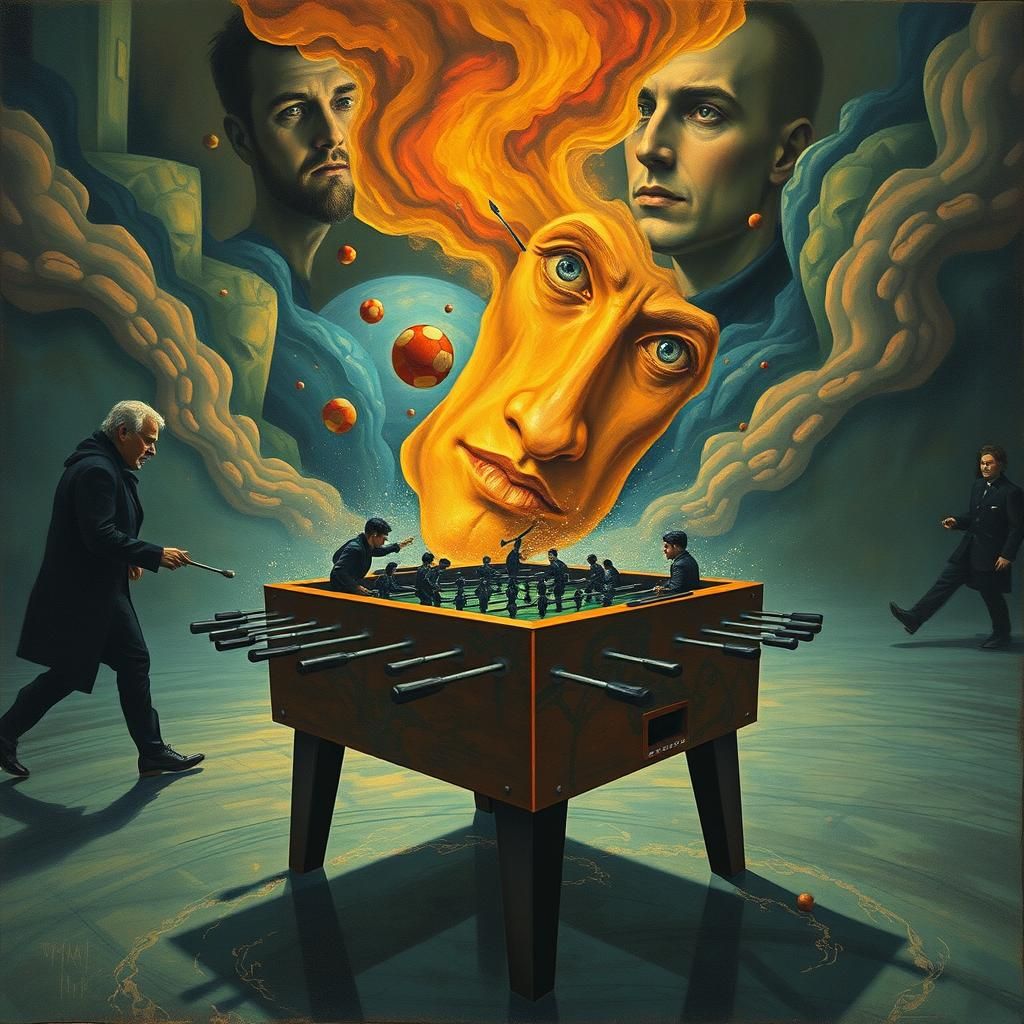 Surreal Foosball Table in Stochastic Fantasy Style
