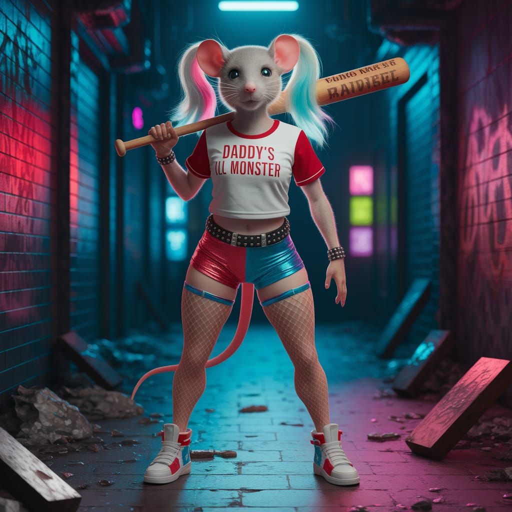 Bold Rat in Urban Alley with Graffiti Backdrop