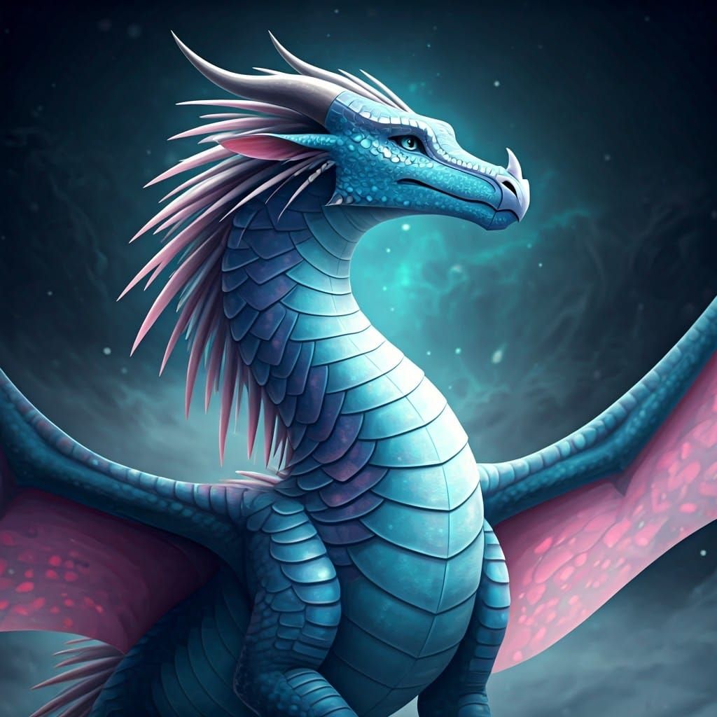 Ethereal IceWing-SilkWing Dragon in Iridescent Scales