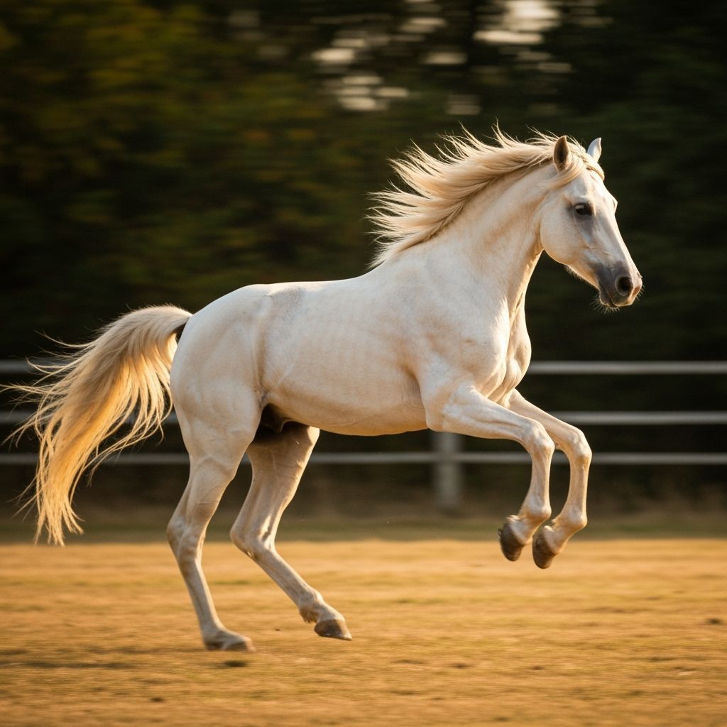 Majestic Horse Mid-Gallop Leap Photorealistic Style