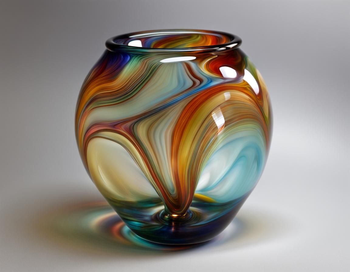 Translucent Multicolored Orb Glass Vase
