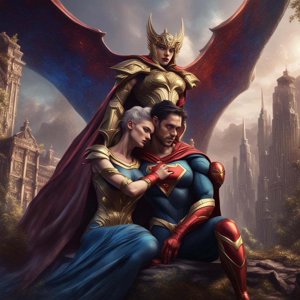 Goddess Nursing Superhero: Detailed Fantasy Art