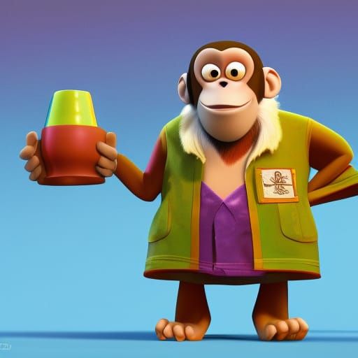 Monkey Doctor in Pixar-Style 3D Rendering
