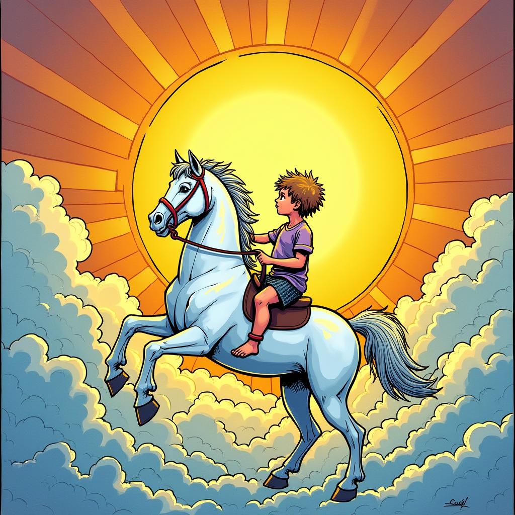 Sun Tarot Card: Child on White Horse