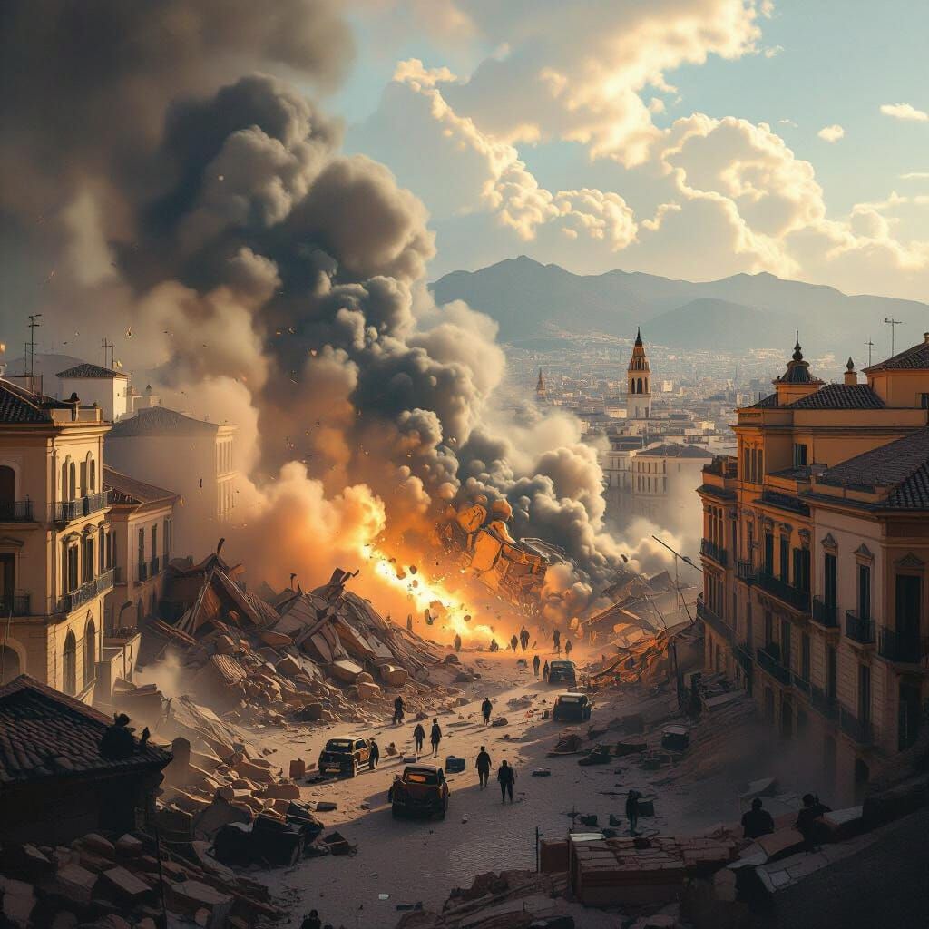 Malaga Devastated by Earthquake in Dramatic Matte Painting