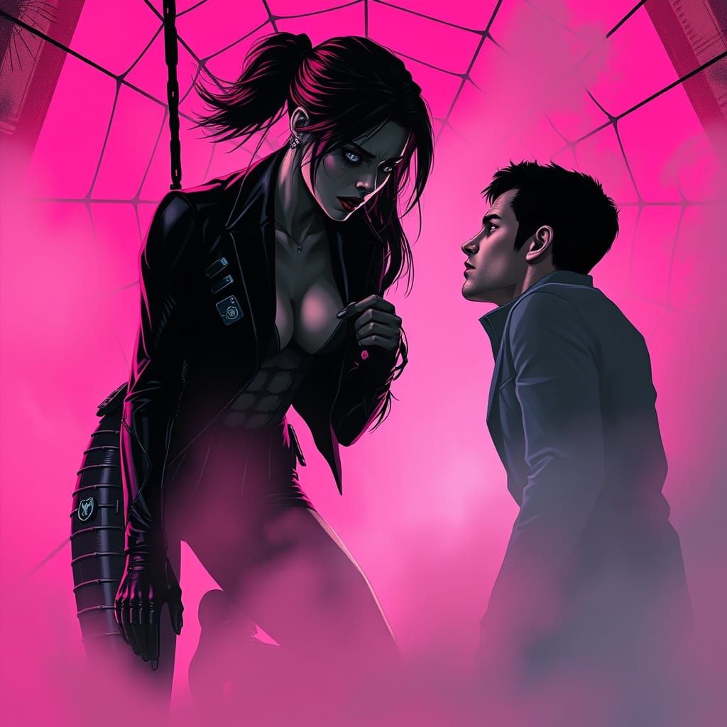 Predator and Prey: Cyberpunk Romance in Pop Art Style