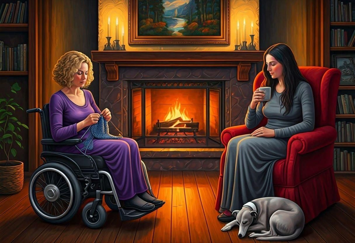 German Expressionist Painting of Women by Fireplace