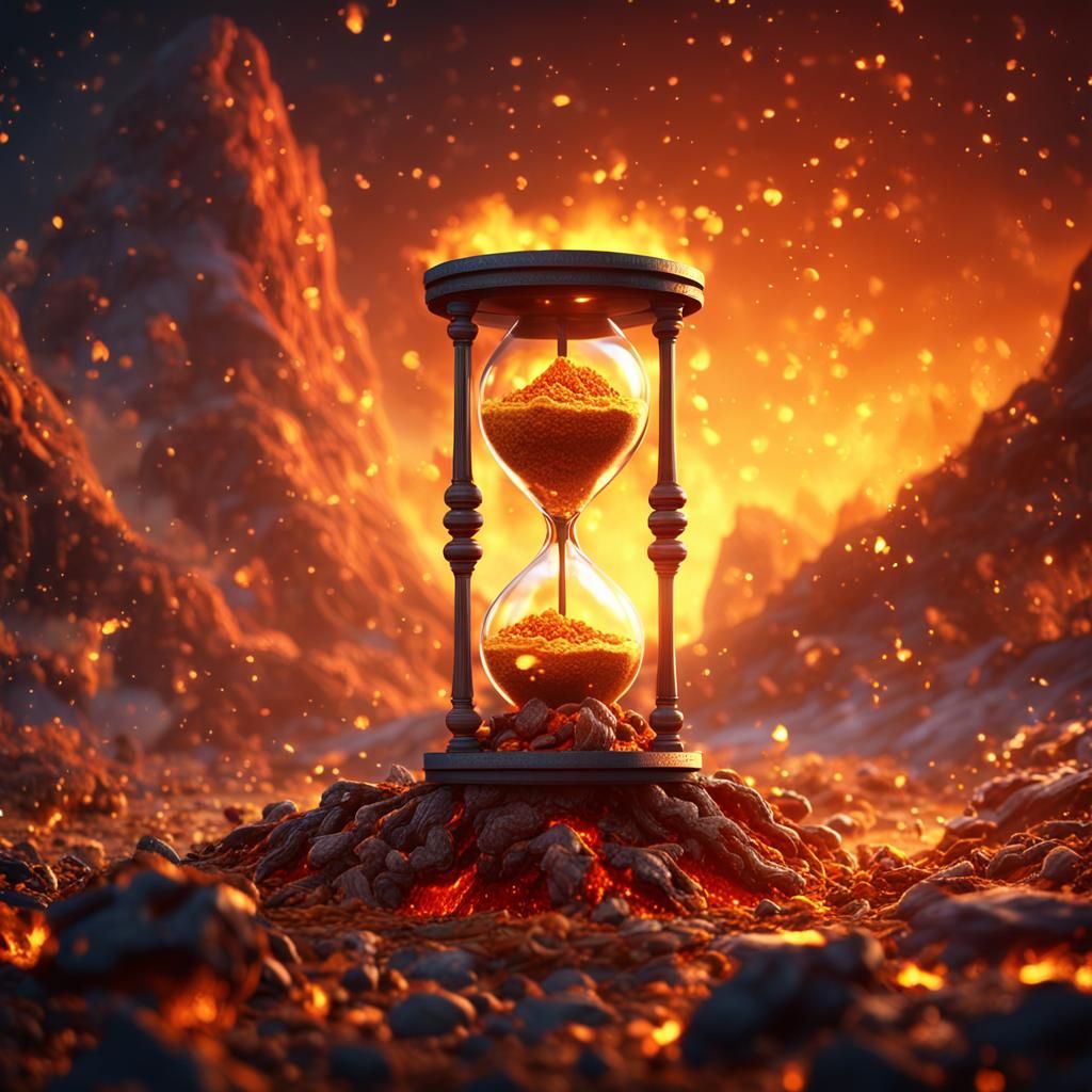 Cosmic Hourglass with Molten Lava Grains