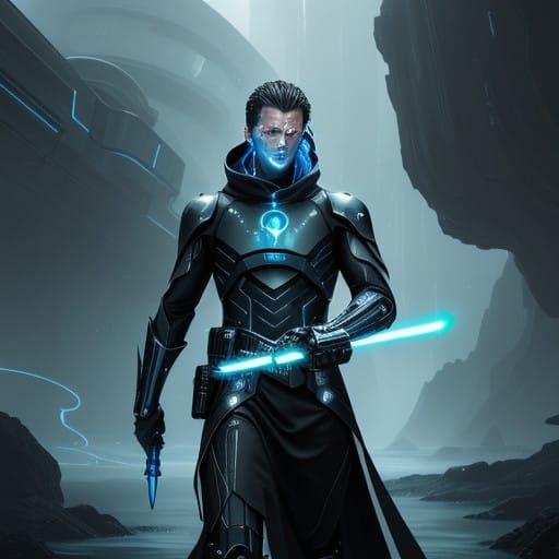 Electric Cyan Lightsaber in Futuristic Durasteel Design