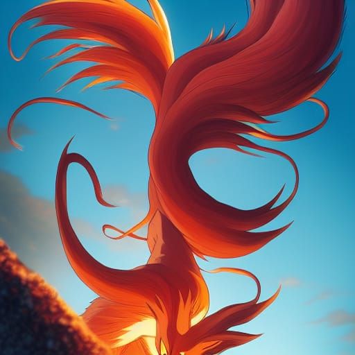 Nine-Tailed Fox in Studio Ghibli Anime Style