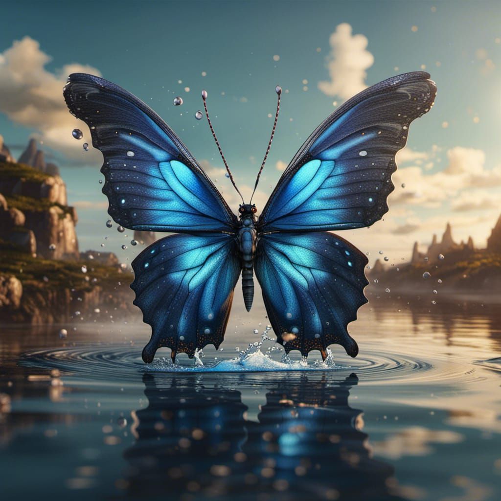 Majestic Blue Butterfly Fantasy Concept Art