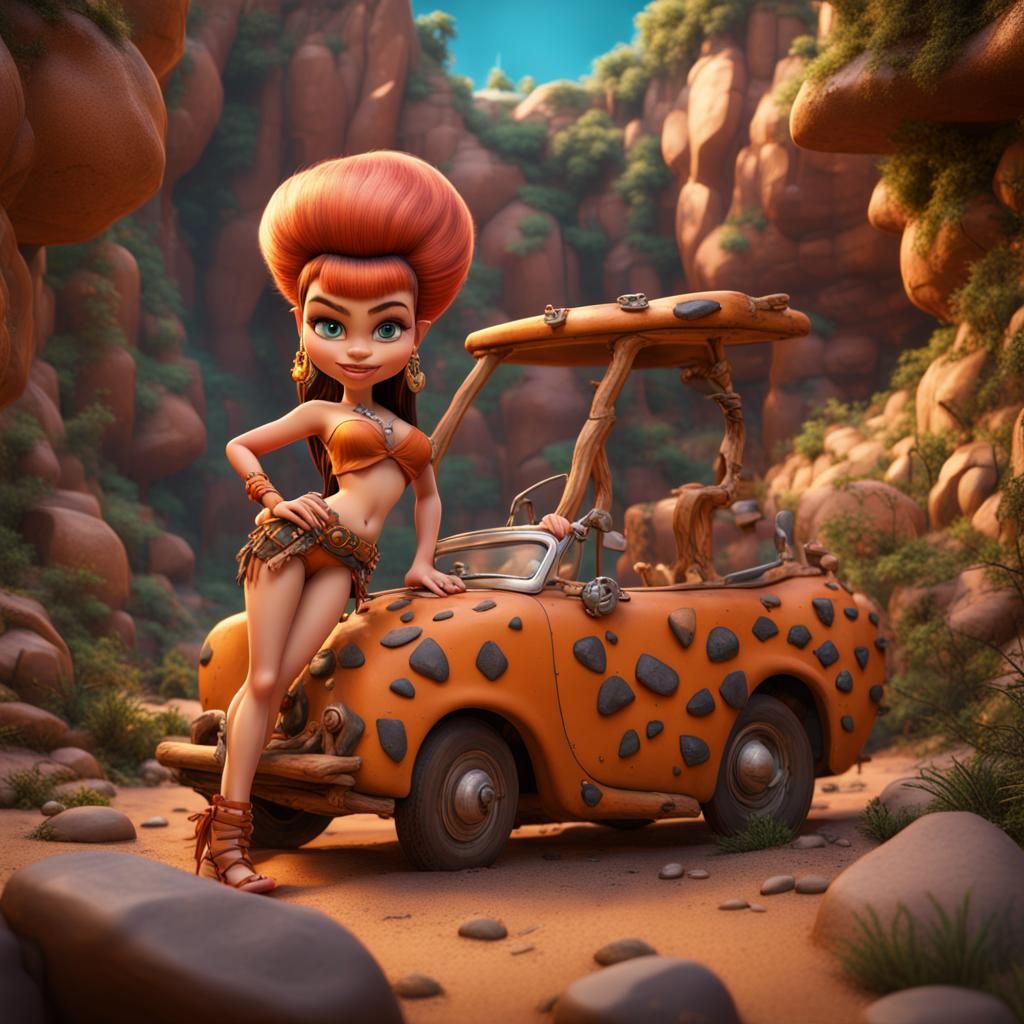 Hyperrealistic Flintstone as Bratz Doll