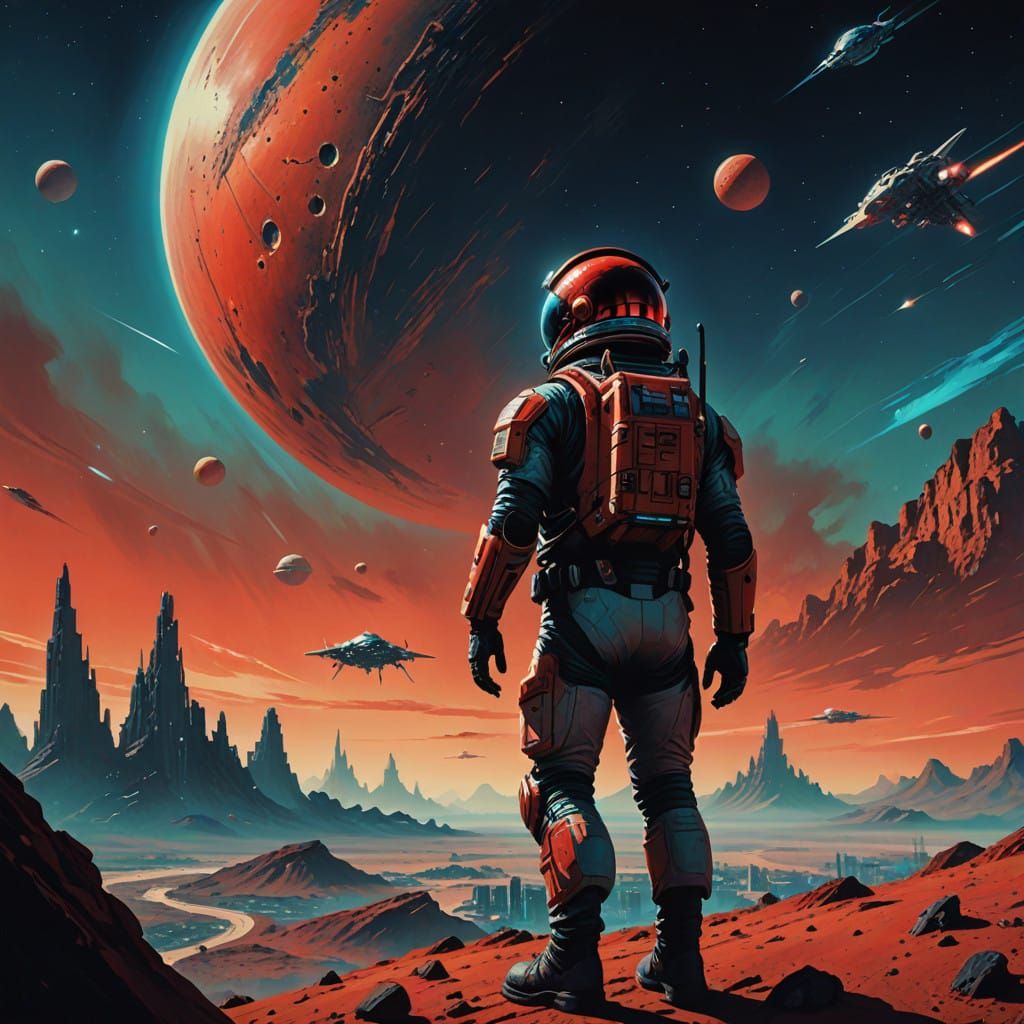 Mars Odyssey: A Frazetta-Inspired Astronaut Descends onto th...