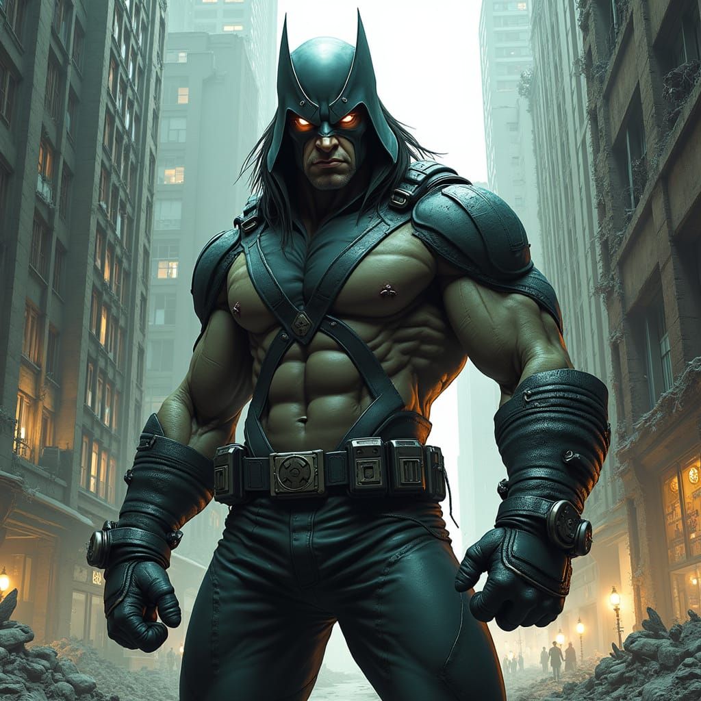 Cyclopean Mutant Hero Stands Amidst Ruin City